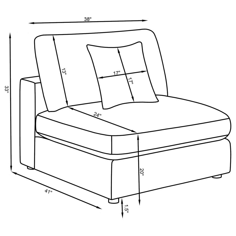 Serene Upholstered Armless Chair Charcoal - 551324