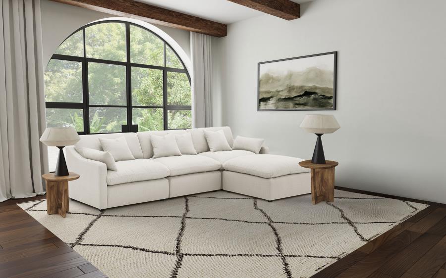 Hobson 4-piece Upholstered Modular Sectional Sofa Ivory - 551451-SETB