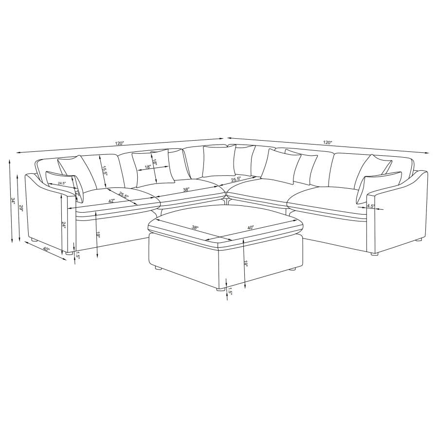 Hobson 6-piece Upholstered Modular Sectional Sofa Ivory - 551451-SET