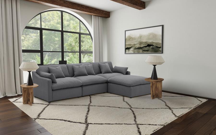 Hobson 4-piece Upholstered Modular Sectional Sofa Charcoal - 551455-SETB
