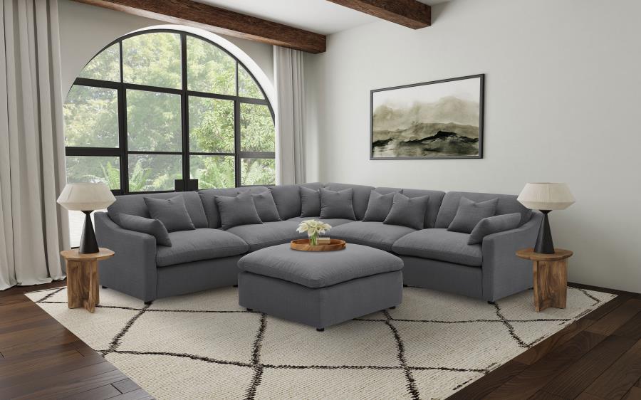 Hobson 6-piece Upholstered Modular Sectional Sofa Charcoal - 551455-SET