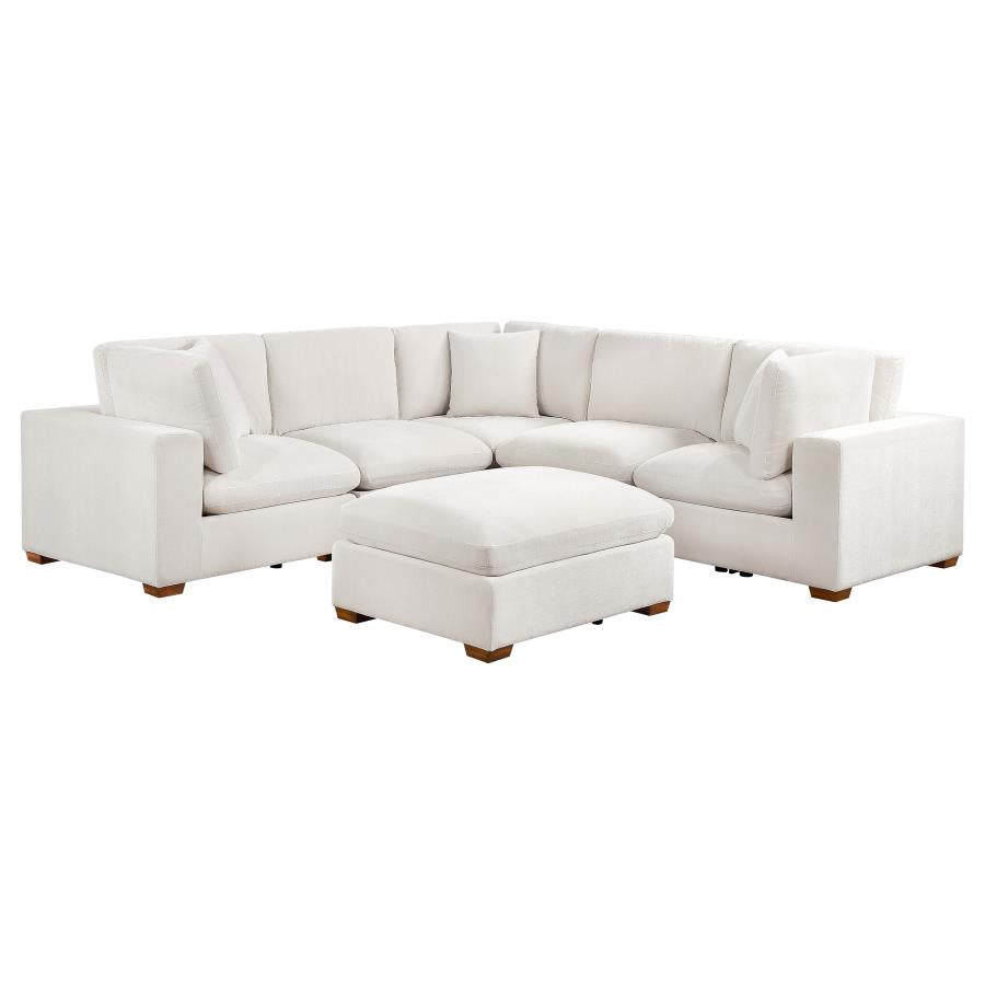 Lakeview 6-piece Upholstered Modular Sectional Sofa Ivory - 551461-SETA
