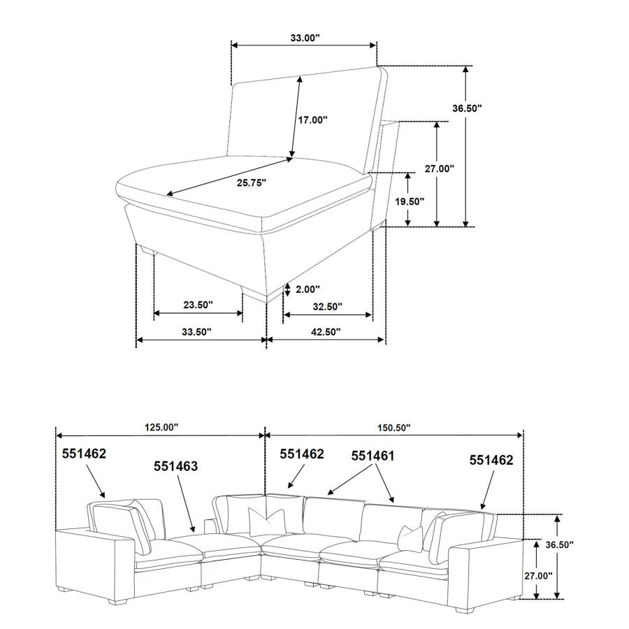 Lakeview 6-piece Upholstered Modular Sectional Sofa Ivory - 551461-SET