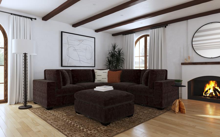 Lakeview 6-piece Upholstered Modular Sectional Chocolate - 551464-SETA