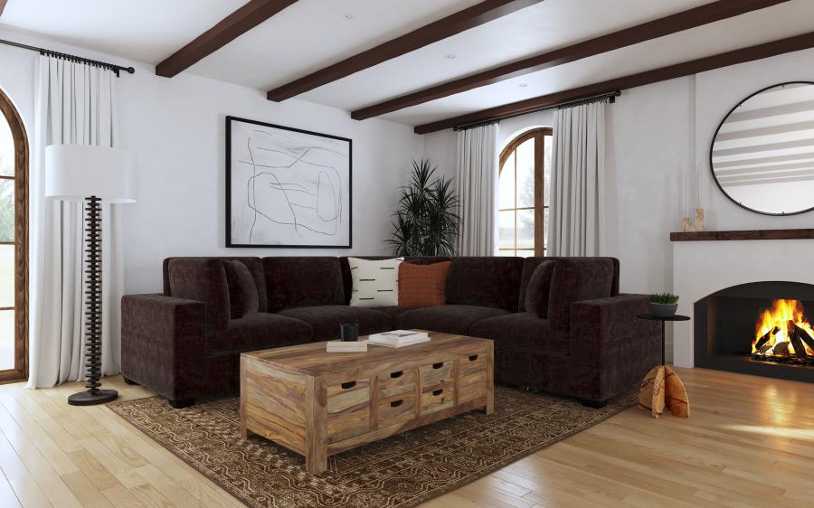 Lakeview 6-piece Upholstered Modular Sectional Chocolate - 551464-SETA