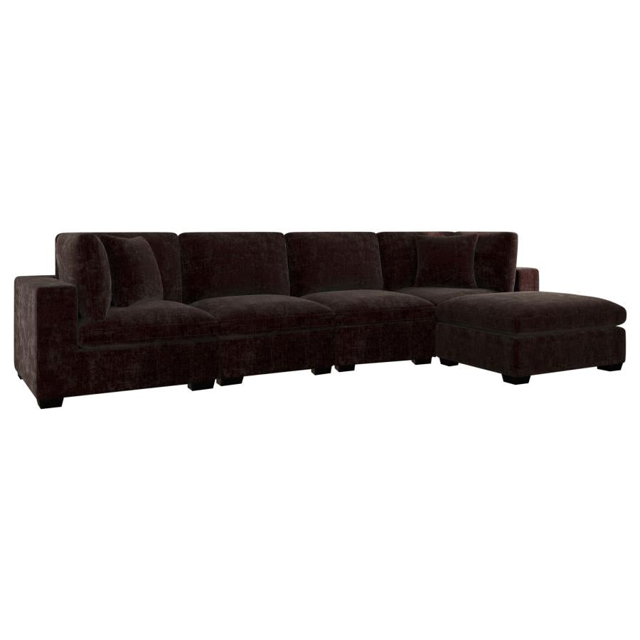 Lakeview 5-piece Upholstered Modular Sectional Chocolate - 551464-SETB