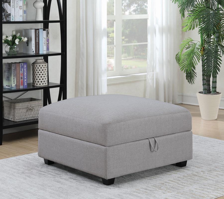 Cambria Square Upholstered Storage Ottoman Grey - 551513