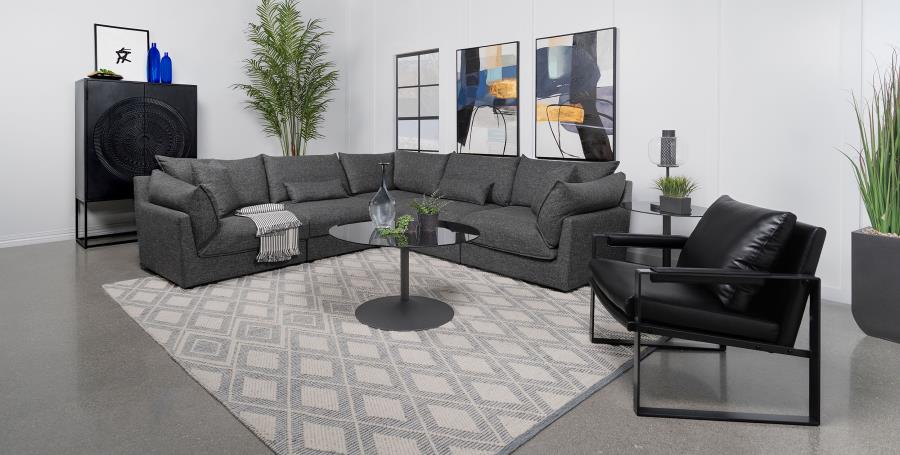 Sasha 5-piece Upholstered Modular Sectional Barely Black - 551681-SETA