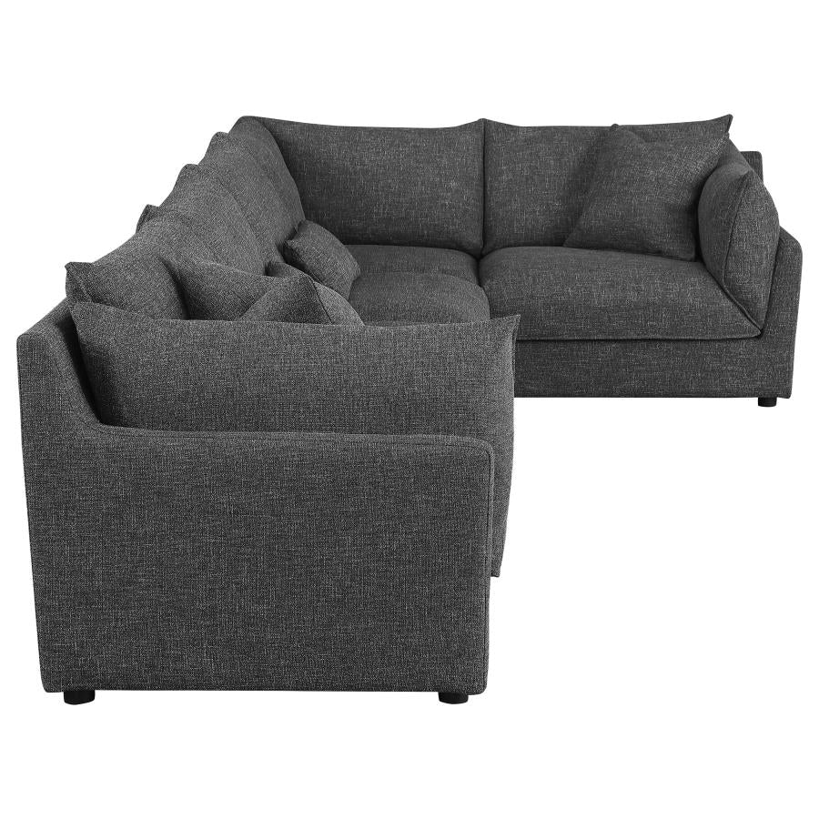 Sasha 5-piece Upholstered Modular Sectional Barely Black - 551681-SETA