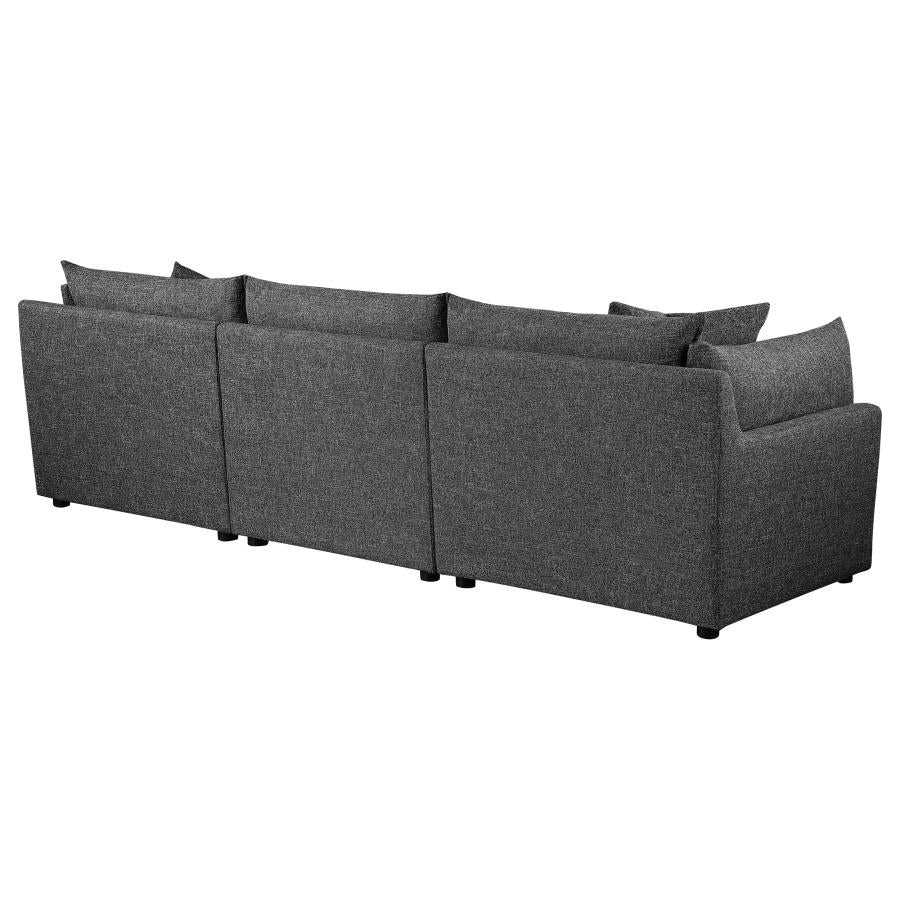 Sasha 3-Piece Upholstered Sofa Barely Black - 551681-SETB