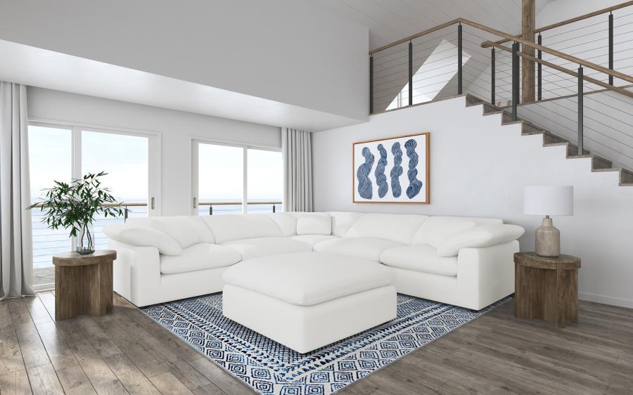 Raleigh 6-piece Boucle Upholstered Modular Sectional Ivory - 551751-SETA