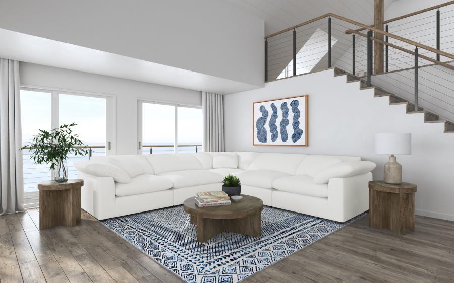 Raleigh 5-piece Boucle Upholstered Modular Sectional Ivory - 551751-SETB