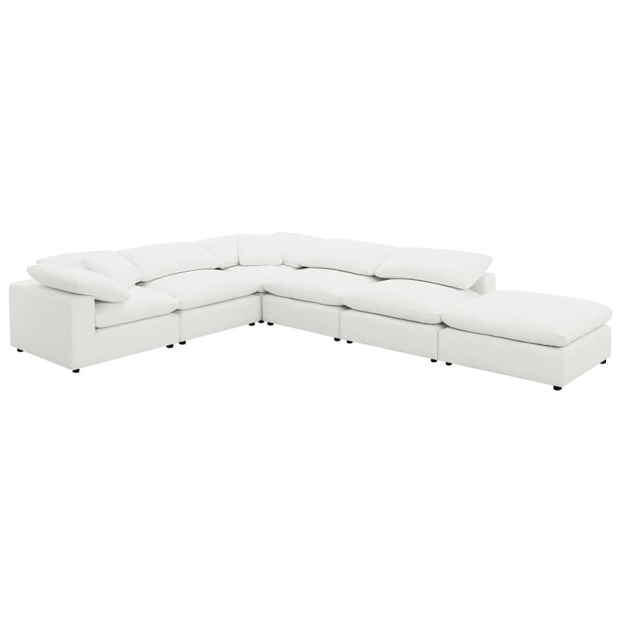 Raleigh 6-piece Boucle Upholstered Modular Sectional Ivory - 551751-SET