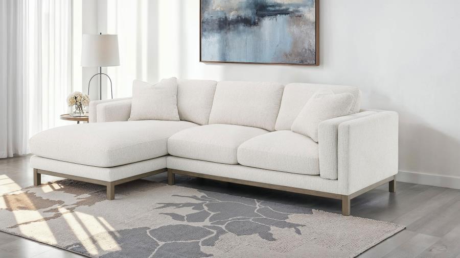 Geneva Boucle Upholstered Sectional Chaise Sofa Sand - 551777