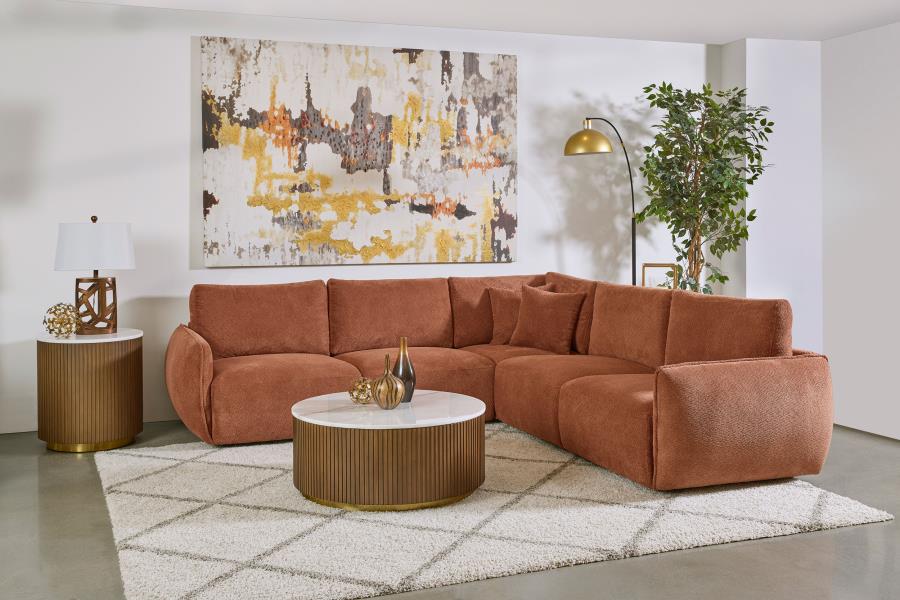 Elysia 5-piece Chenille Upholstered Modular Sectional Sofa Coral - 551891-SETA
