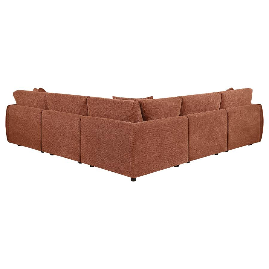 Elysia 5-piece Chenille Upholstered Modular Sectional Sofa Coral - 551891-SETA