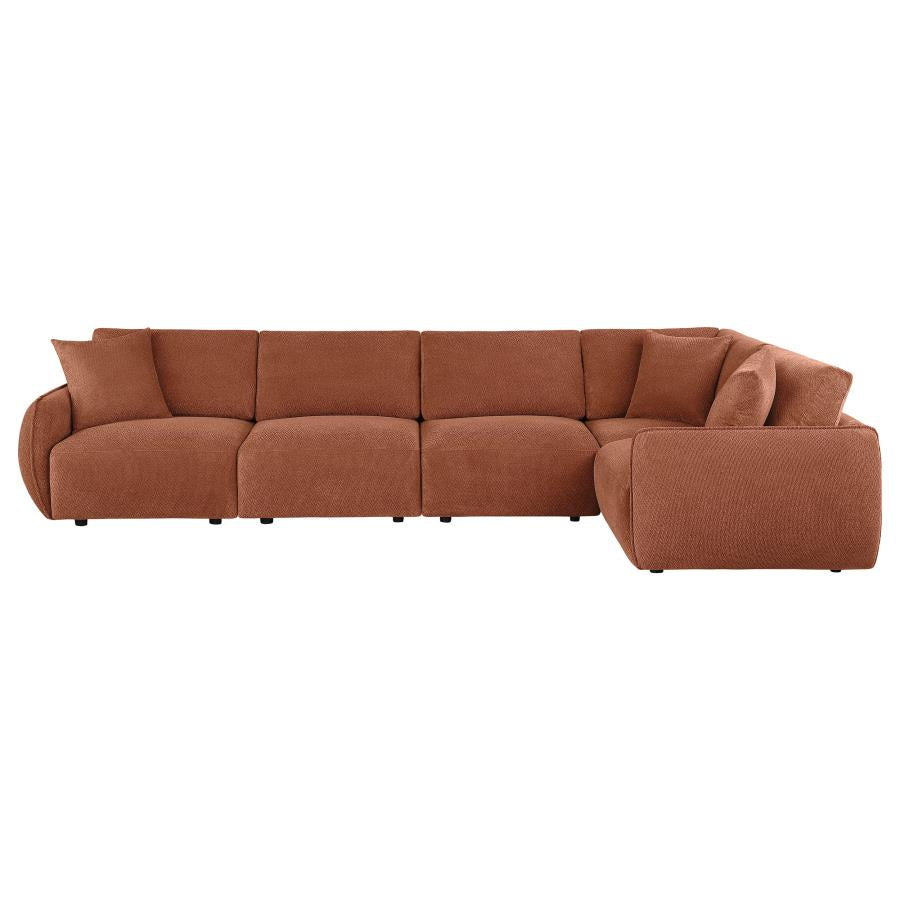 Elysia 5-piece Chenille Upholstered Modular Sectional Sofa Coral - 551891-SETA