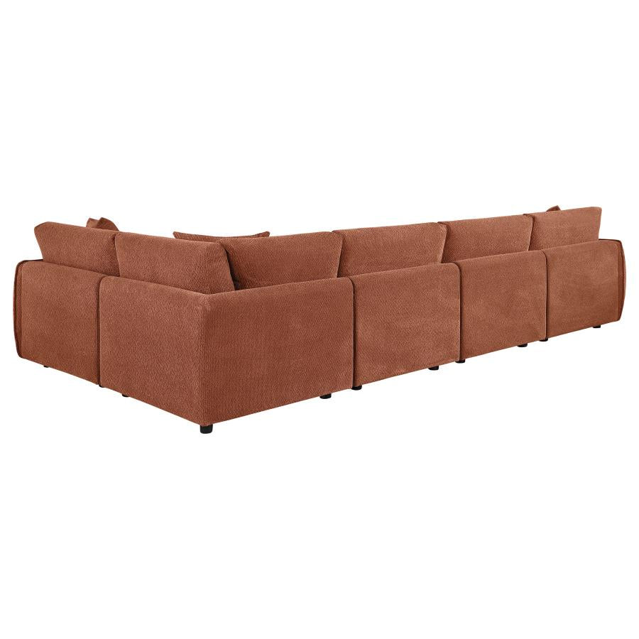 Elysia 5-piece Chenille Upholstered Modular Sectional Sofa Coral - 551891-SETA