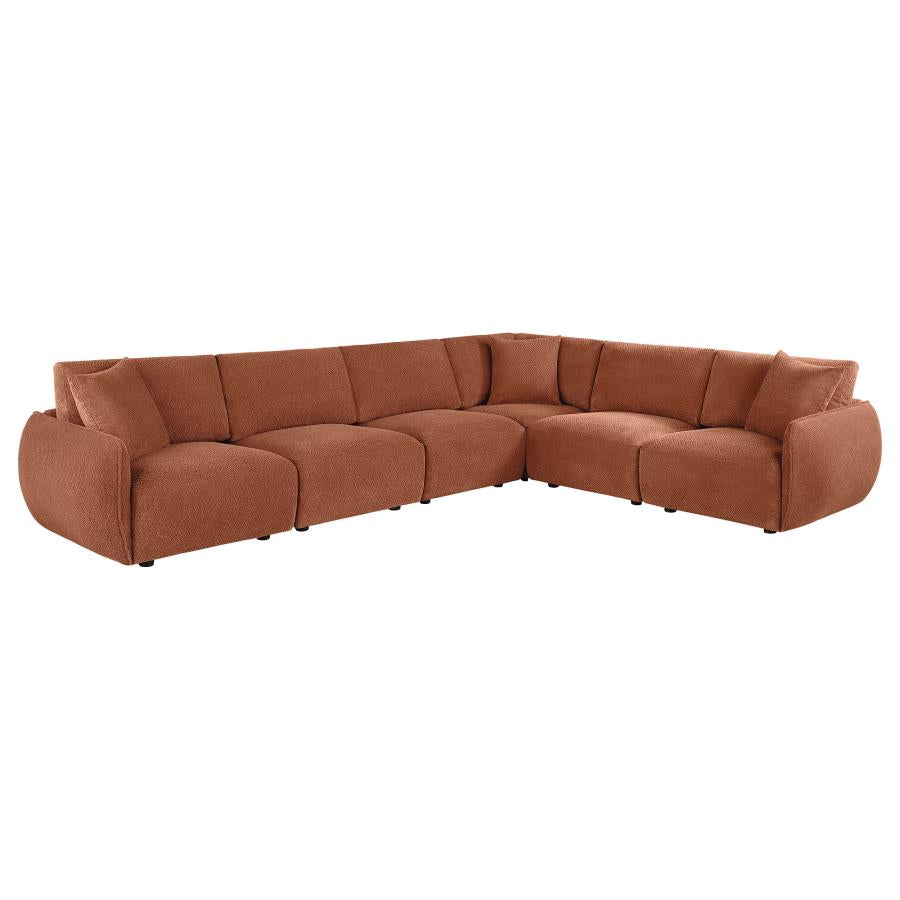 Elysia 6-piece Chenille Upholstered Modular Sectional Sofa Coral - 551891-SET