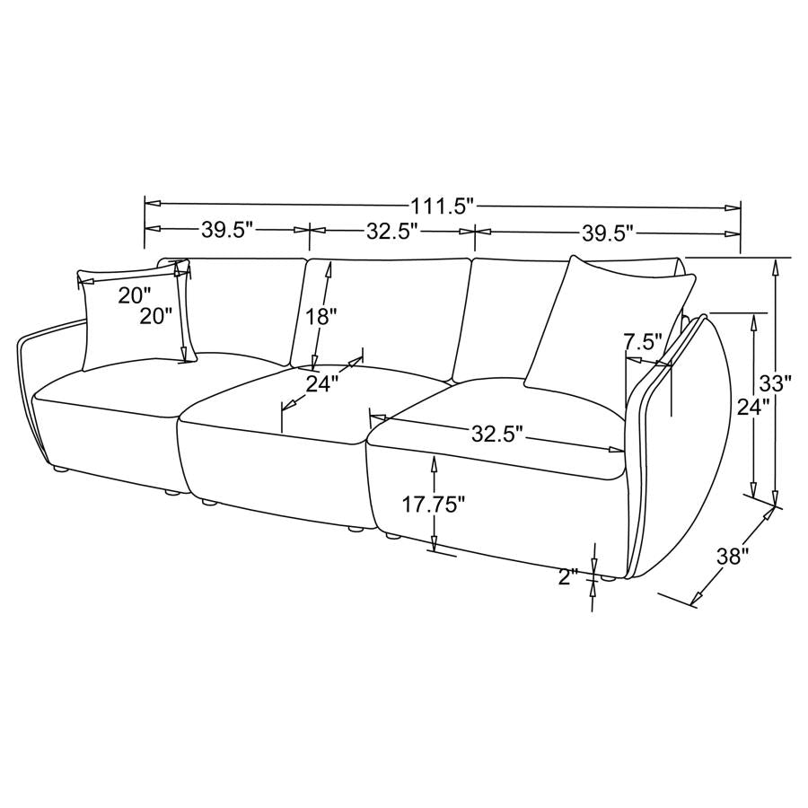 Elysia Chenille Upholstered Modular Lounge Sofa Coral - 551891-SOFA