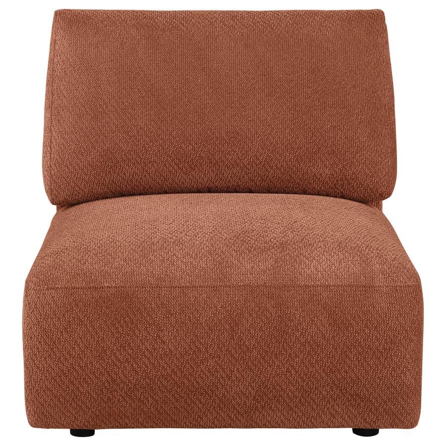 Elysia Chenille Upholstered Modular Armless Chair Coral - 551891