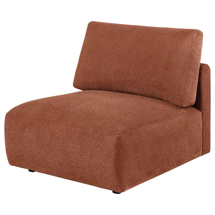 Elysia Chenille Upholstered Modular Armless Chair Coral - 551891