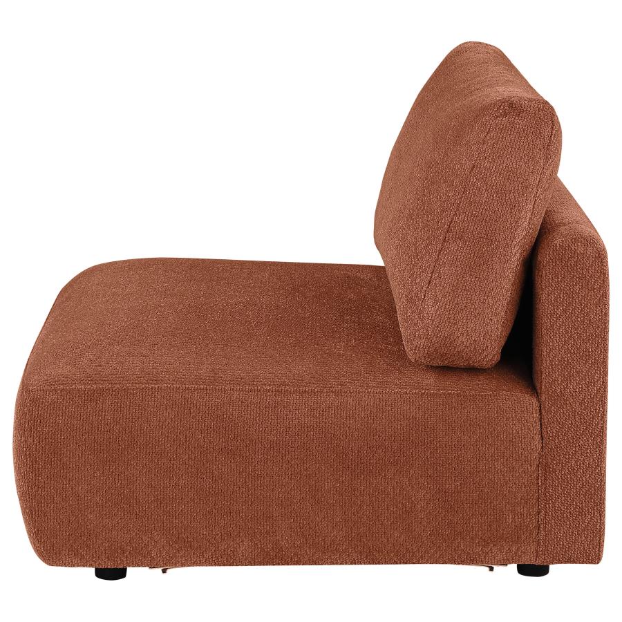Elysia Chenille Upholstered Modular Armless Chair Coral - 551891