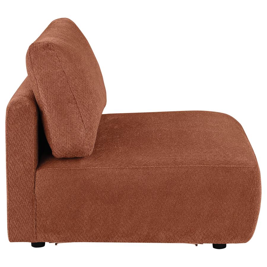 Elysia Chenille Upholstered Modular Armless Chair Coral - 551891