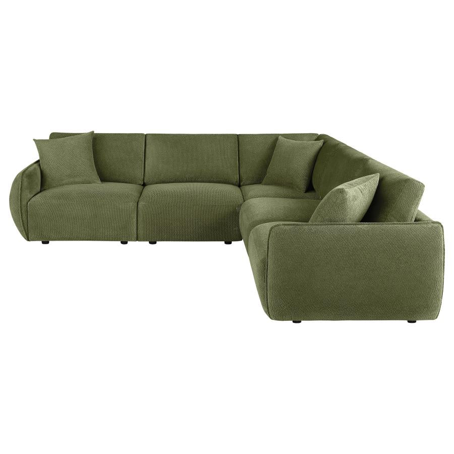 Elysia 5-piece Chenille Upholstered Modular Sectional Sofa Green - 551895-SETA