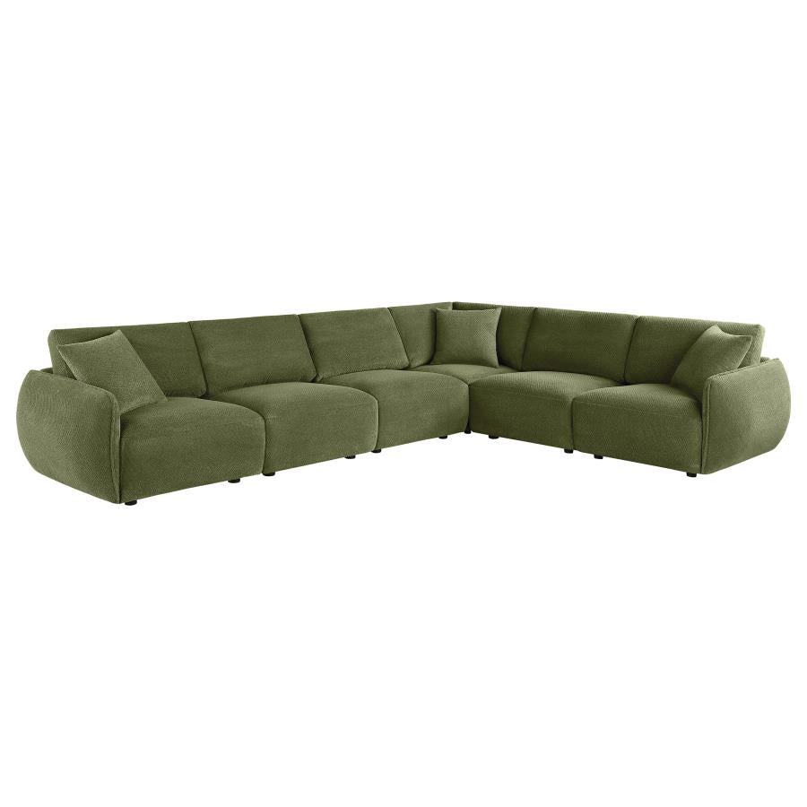 Elysia 6-piece Chenille Upholstered Modular Sectional Sofa Green - 551895-SET