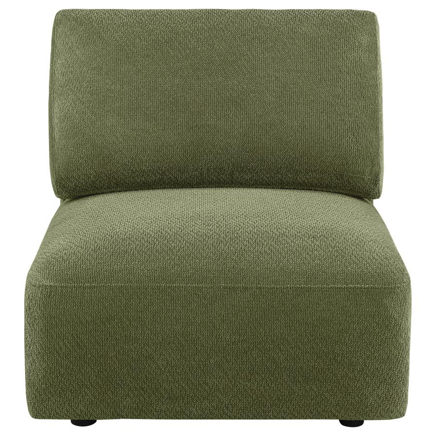 Elysia Chenille Upholstered Modular Armless Chair Green - 551895