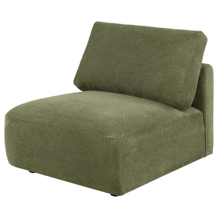 Elysia Chenille Upholstered Modular Armless Chair Green - 551895