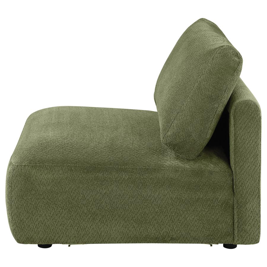 Elysia Chenille Upholstered Modular Armless Chair Green - 551895