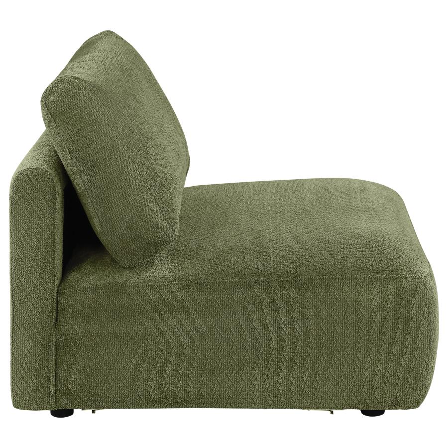 Elysia Chenille Upholstered Modular Armless Chair Green - 551895