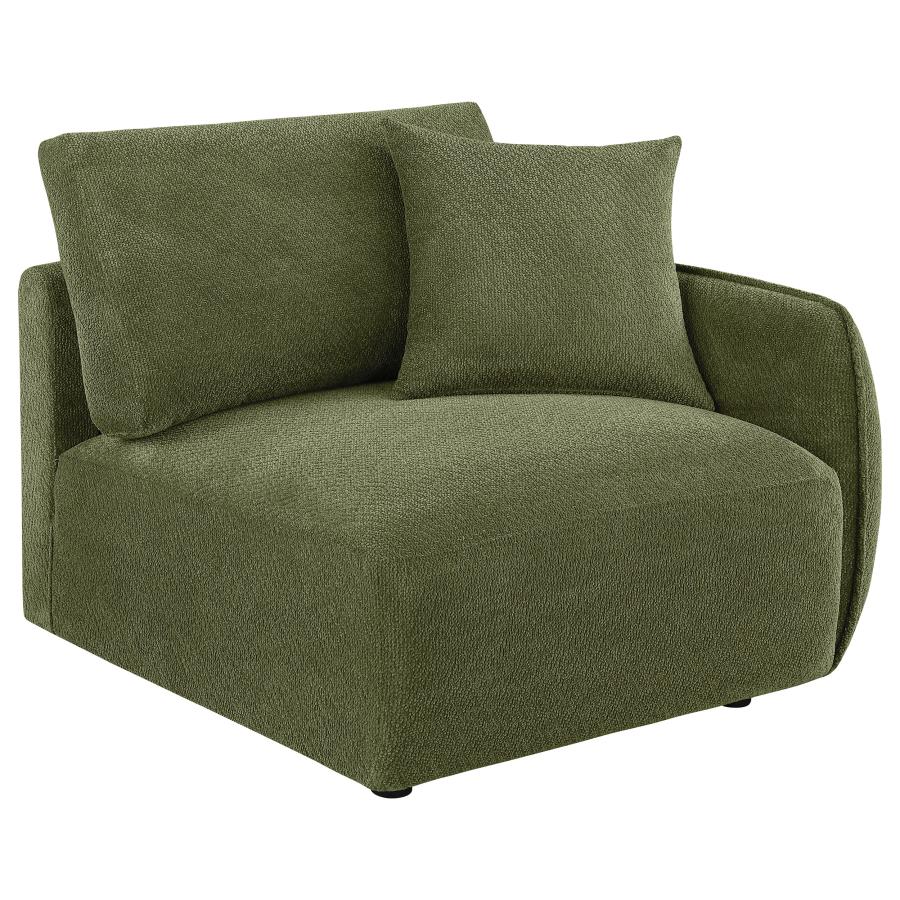 Elysia Chenille Upholstered Modular RAF Chair Green - 551898RAF