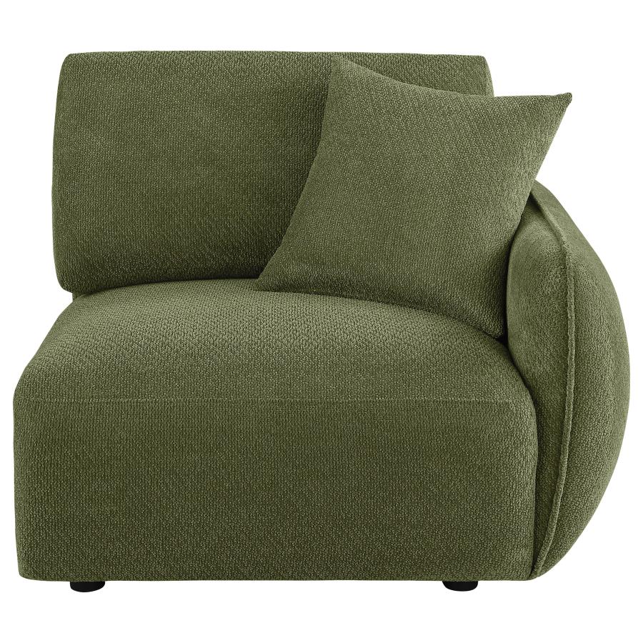 Elysia Chenille Upholstered Modular RAF Chair Green - 551898RAF