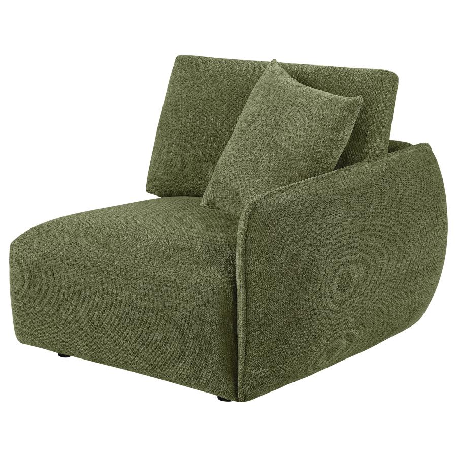 Elysia Chenille Upholstered Modular RAF Chair Green - 551898RAF