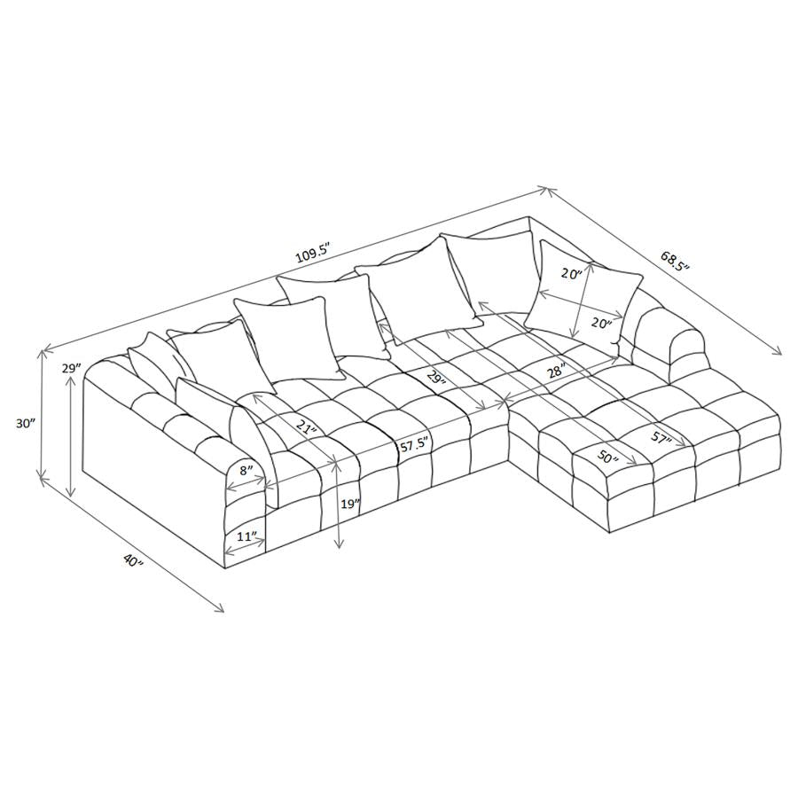 Amara 2-Piece Upholstered Sectional Sofa - 551911-SETB