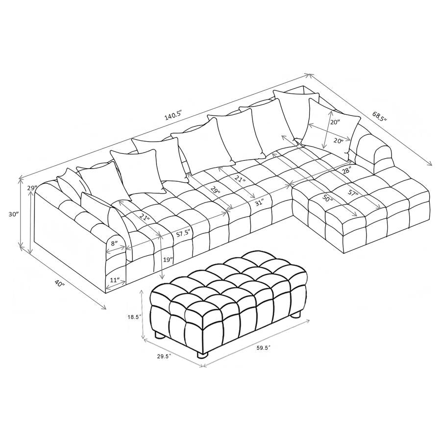 Amara 4-Piece Upholstered Sectional Sofa - 551911-SET