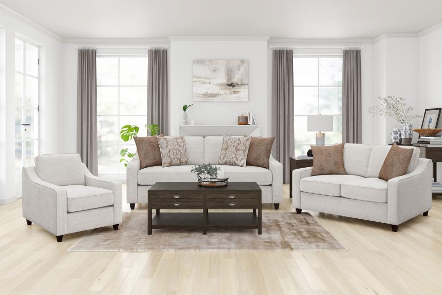 Christine 3-piece Upholstered Sloped Arm Sofa Set Beige - 552061-S3