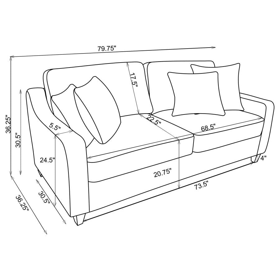 Christine 3-piece Upholstered Sloped Arm Sofa Set Beige - 552061-S3