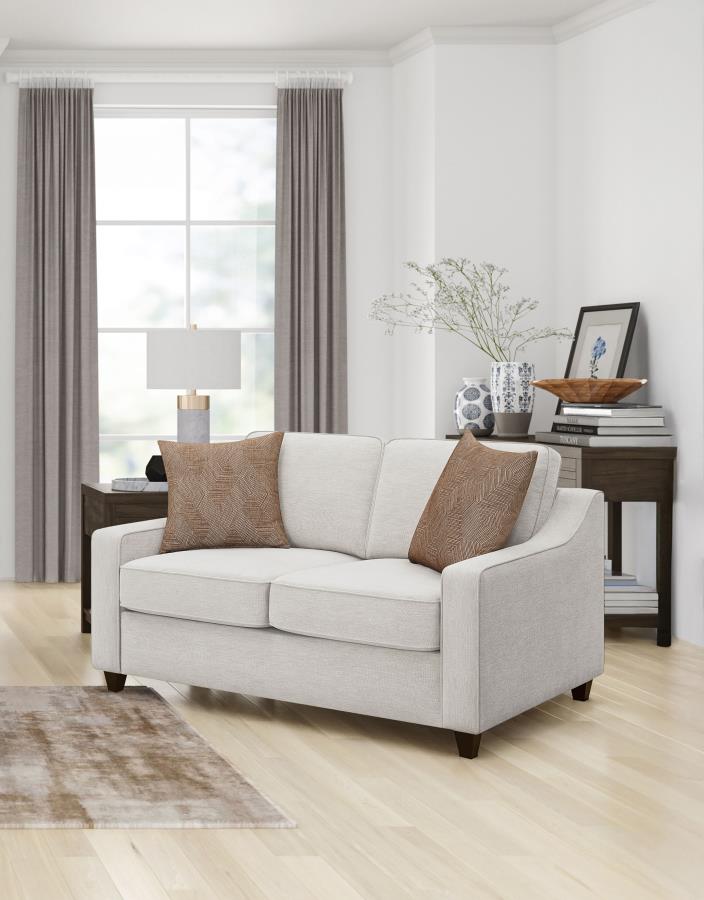Christine Upholstered Sloped Arm Loveseat Beige - 552062