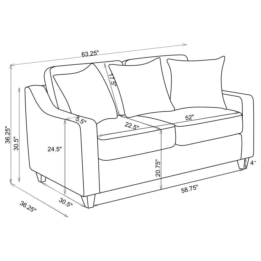 Christine Upholstered Sloped Arm Loveseat Beige - 552062