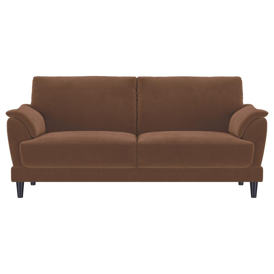 Selma 2-piece Velvet Upholstered Crescent Arm Sofa Set Rust - 552101-S2