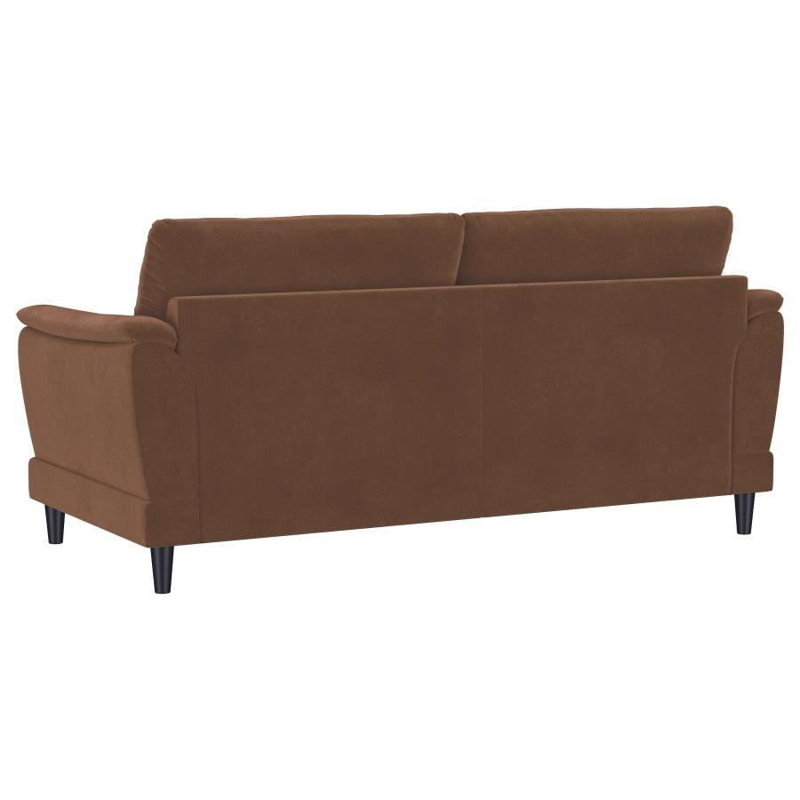 Selma 2-piece Velvet Upholstered Crescent Arm Sofa Set Rust - 552101-S2