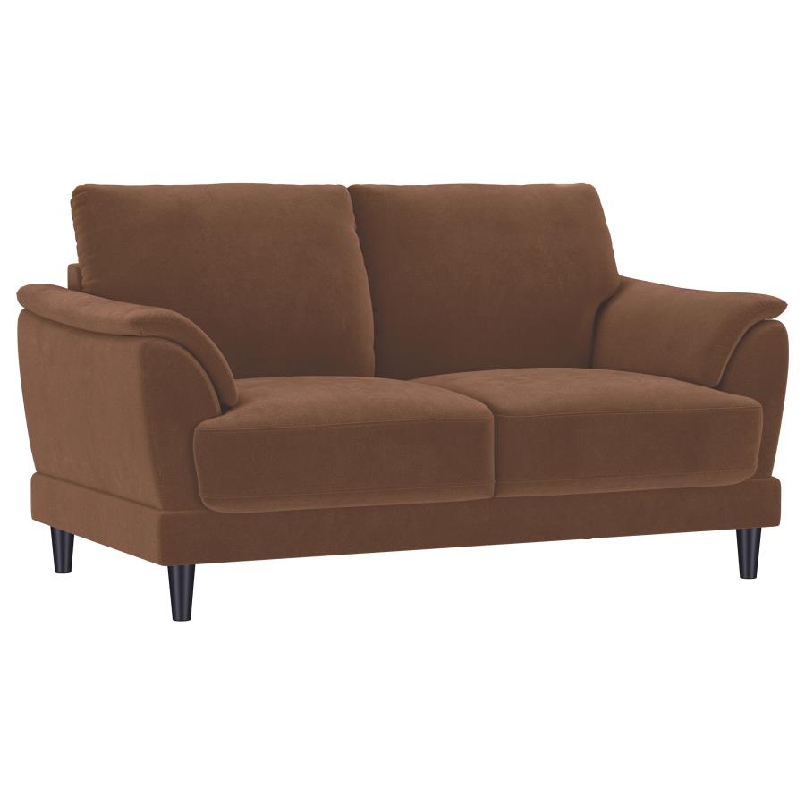 Selma 2-piece Velvet Upholstered Crescent Arm Sofa Set Rust - 552101-S2