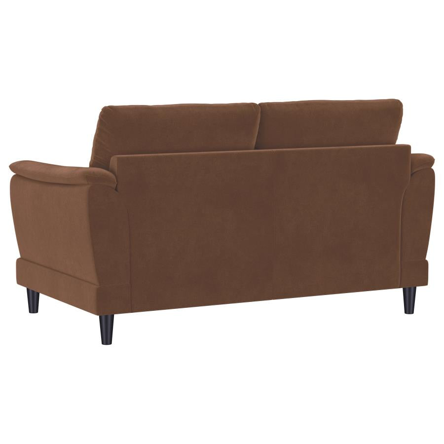 Selma 2-piece Velvet Upholstered Crescent Arm Sofa Set Rust - 552101-S2