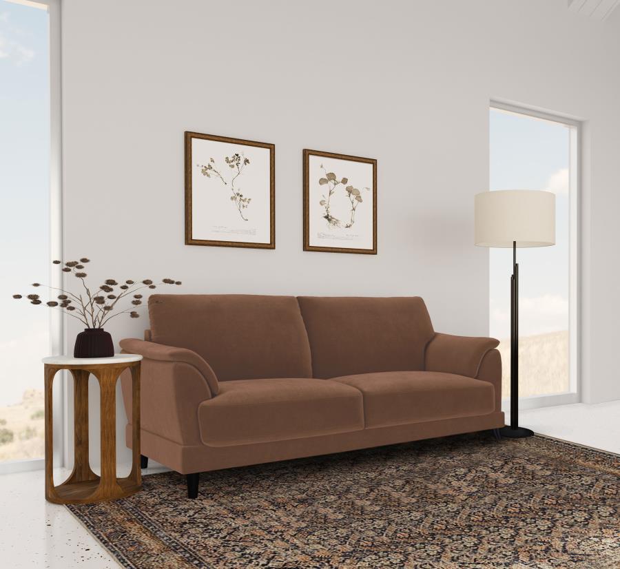 Selma Velvet Upholstered Crescent Arm Sofa Rust - 552101