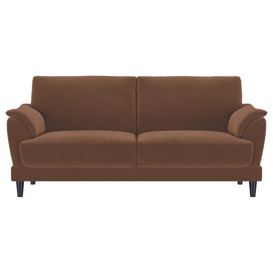 Selma Velvet Upholstered Crescent Arm Sofa Rust - 552101