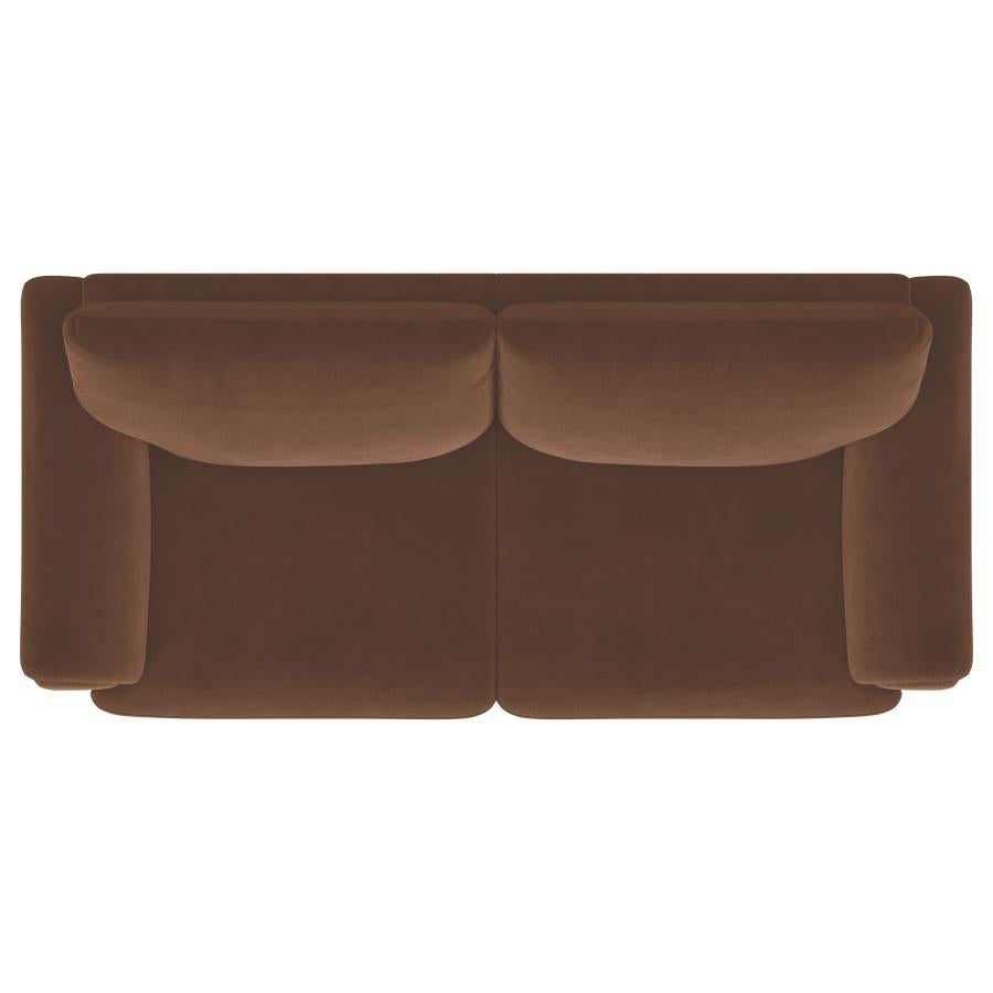 Selma Velvet Upholstered Crescent Arm Sofa Rust - 552101